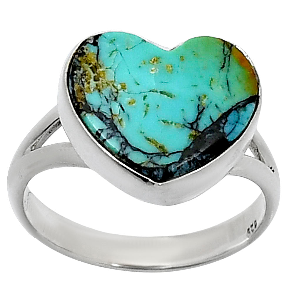 Heart Lucky Charm Tibetan Turquoise Ring size-8 R-1073 SDR248558-0