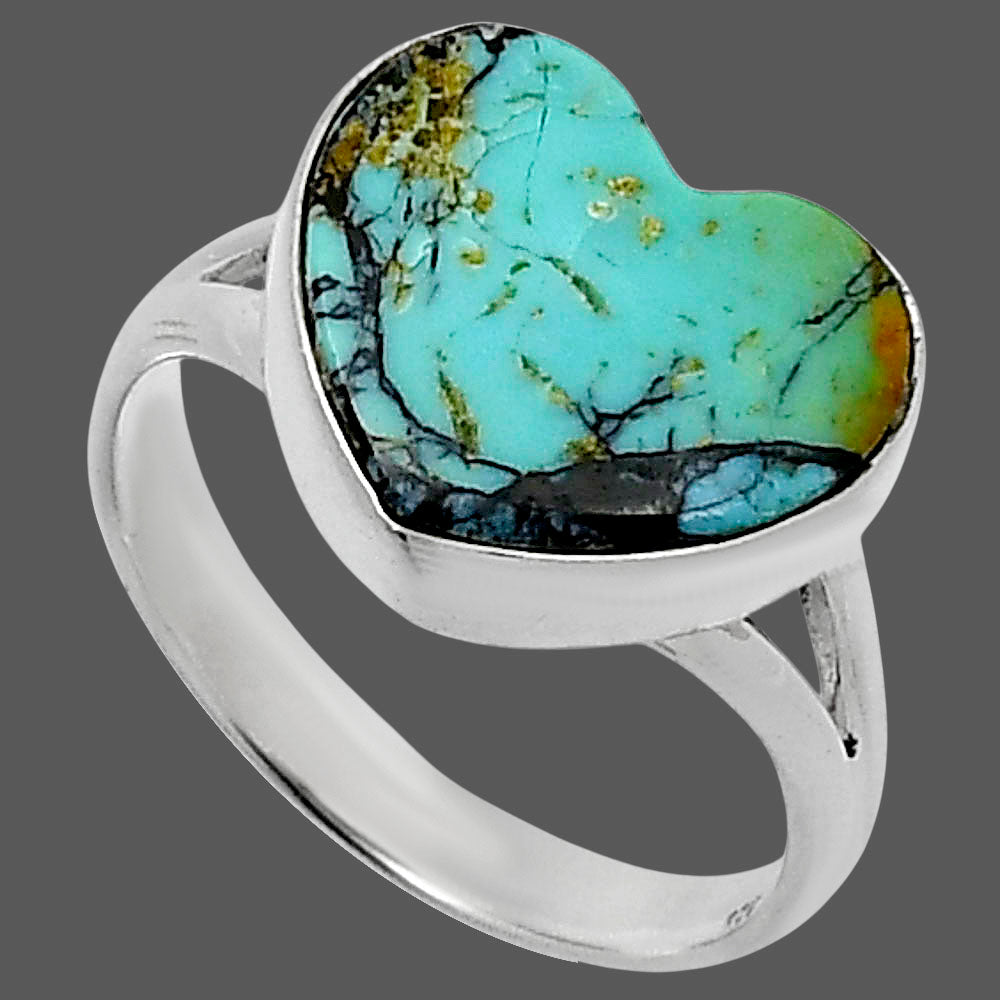 Heart Lucky Charm Tibetan Turquoise Ring size-8 R-1073 SDR248558-2