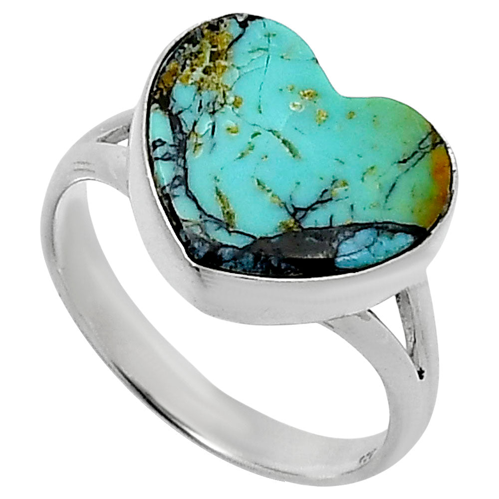 Heart Lucky Charm Tibetan Turquoise Ring size-8 R-1073 SDR248558-1