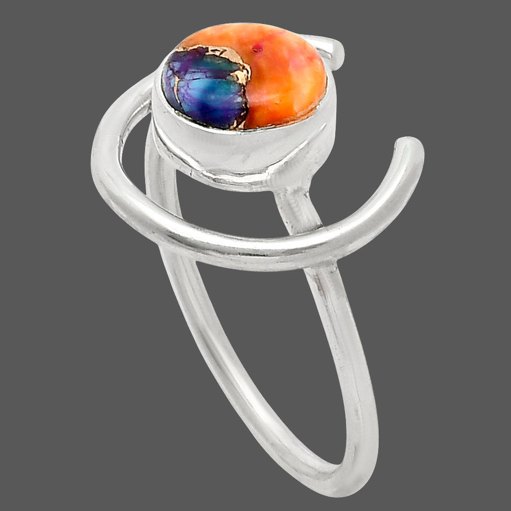 Kingman Orange Dahlia Turquoise Ring size-9 R-1036 SDR249265-2