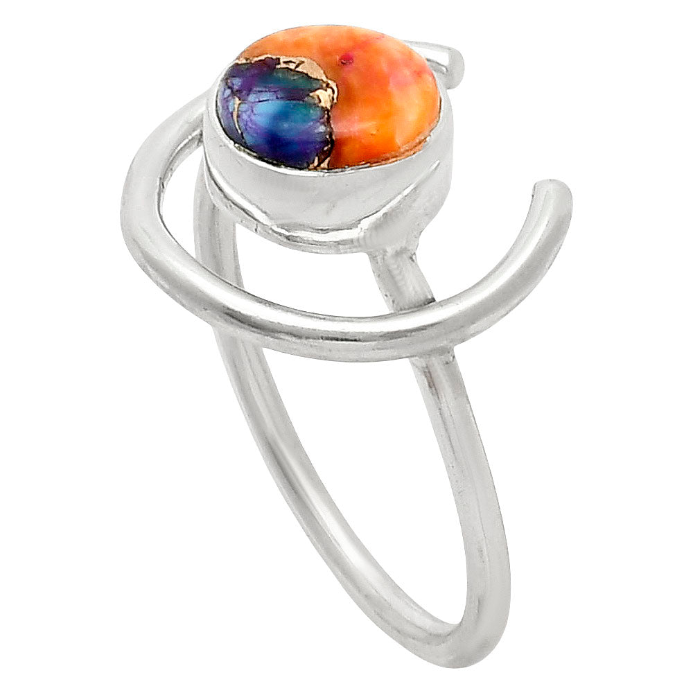 Kingman Orange Dahlia Turquoise Ring size-9 R-1036 SDR249265-1