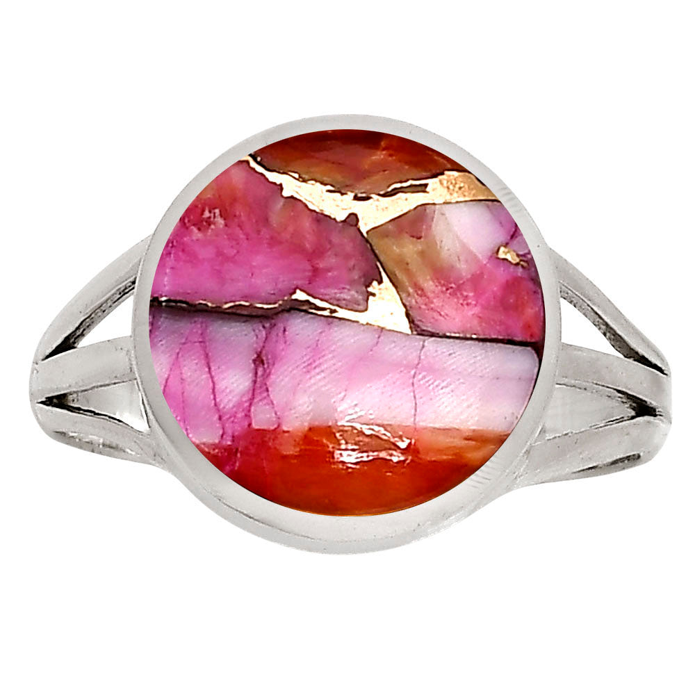 Kingman Orange Dahlia Turquoise Ring size-9 R-1006 SDR250118-0