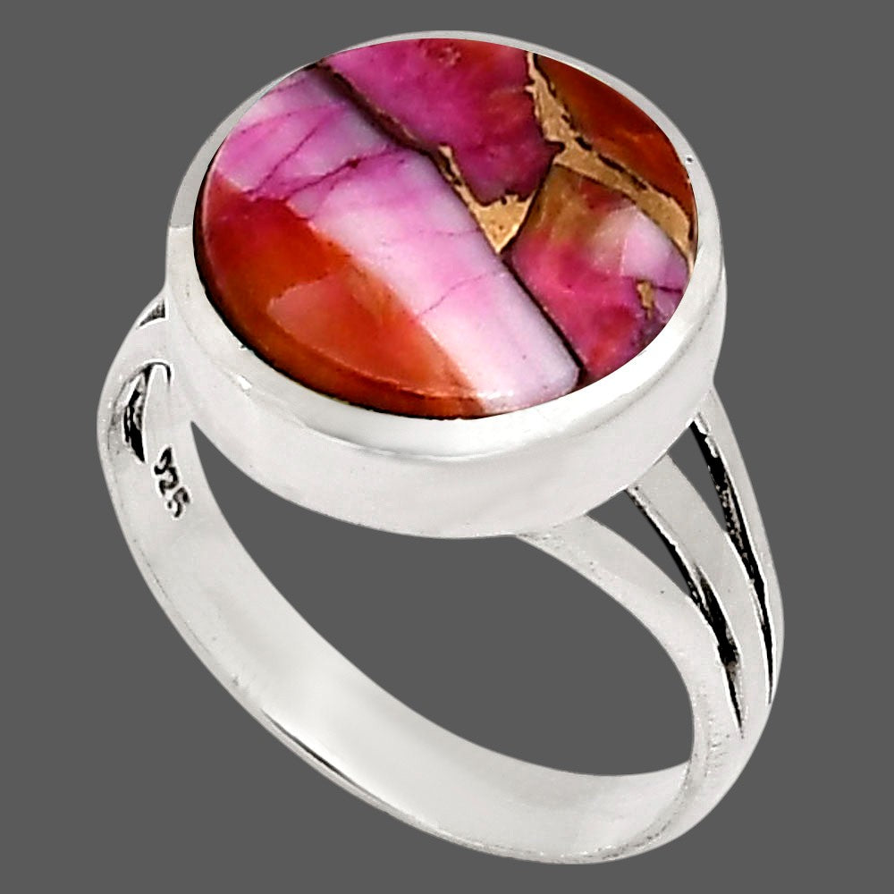 Kingman Orange Dahlia Turquoise Ring size-9 R-1006 SDR250118-1