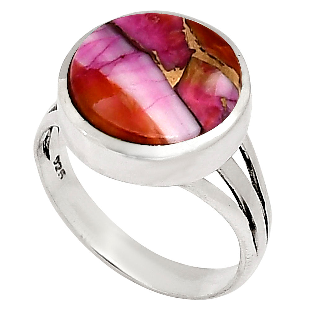 Kingman Orange Dahlia Turquoise Ring size-9 R-1006 SDR250118-2