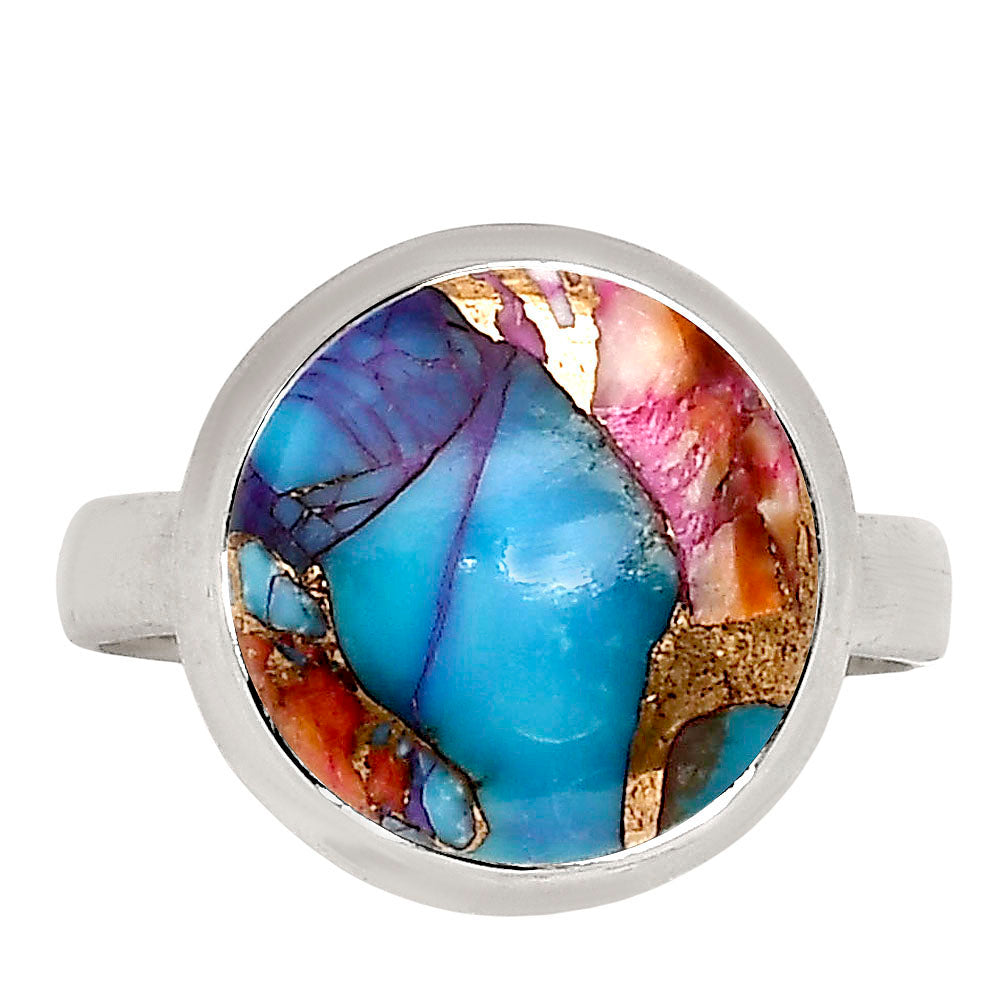 Kingman Orange Dahlia Turquoise Ring size-7 R-1007 SDR250288-0