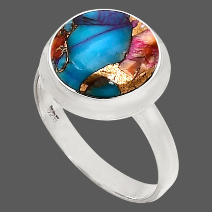 Kingman Orange Dahlia Turquoise Ring size-7 R-1007 SDR250288-1