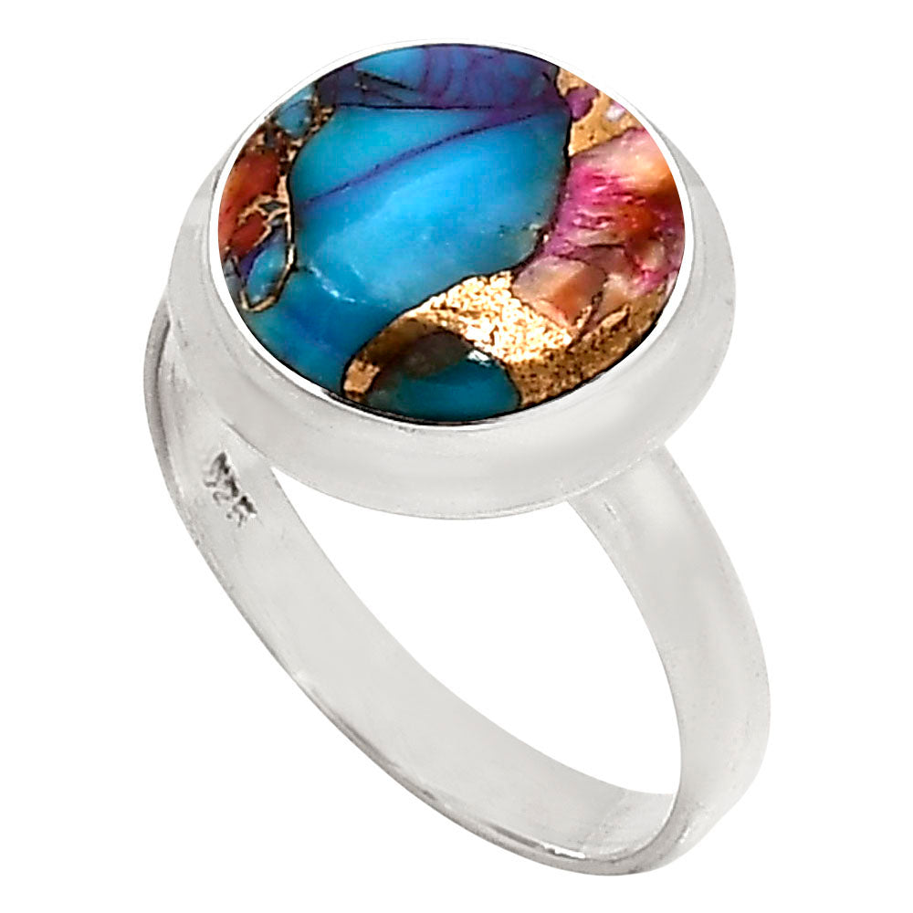 Kingman Orange Dahlia Turquoise Ring size-7 R-1007 SDR250288-2