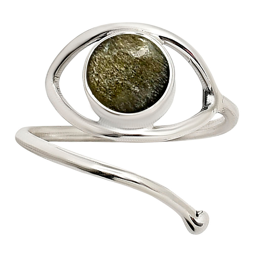 Eye Adjustable - Silver Obsidian Ring size-7 R-1254 SDR250918-0