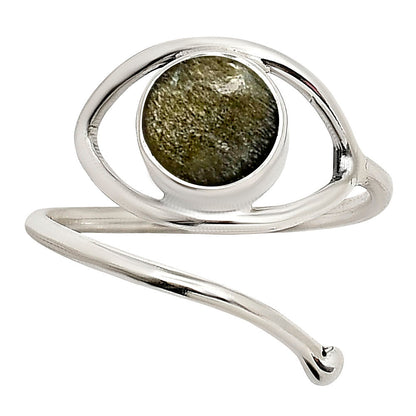 Eye Adjustable - Silver Obsidian Ring size-7 R-1254 SDR250918-0