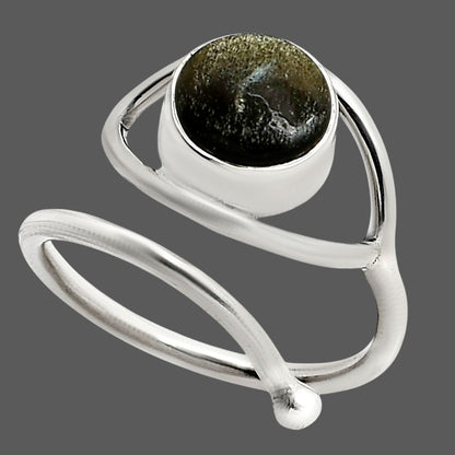 Eye Adjustable - Silver Obsidian Ring size-7 R-1254 SDR250918-1