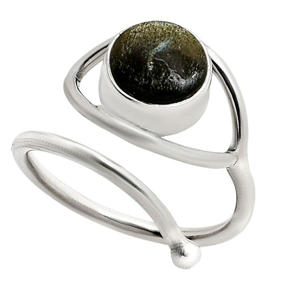 Eye Adjustable - Silver Obsidian Ring size-7 R-1254 SDR250918-2