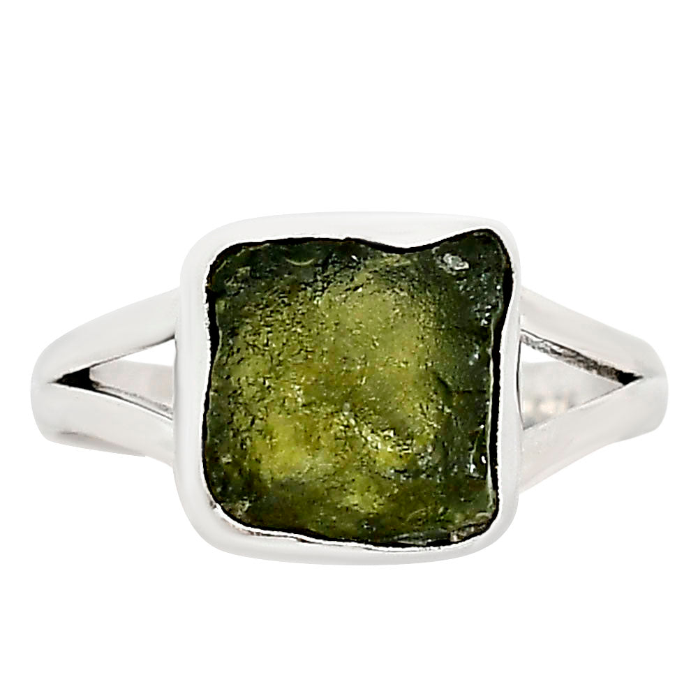 Genuine Czech Moldavite Rough Ring size-9 R-1002 SDR252322-0