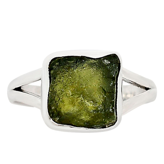 Genuine Czech Moldavite Rough Ring size-9 R-1002 SDR252322-0