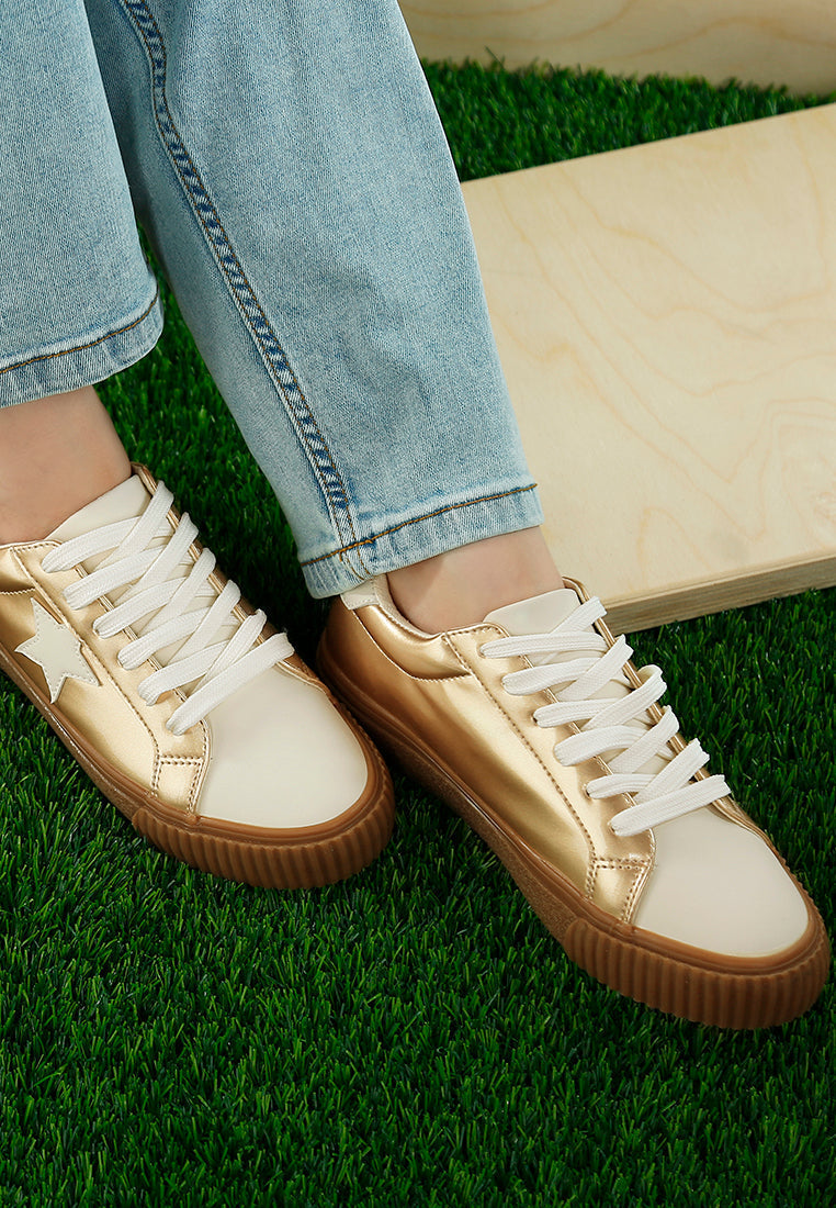 Jumping jacks Metallic Faux Leather Star Sneakers-4