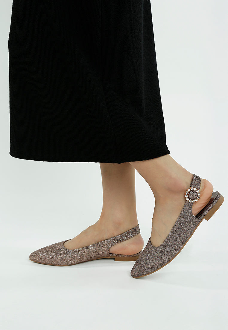 Giora Glitter Slingback Flat Sandals-3