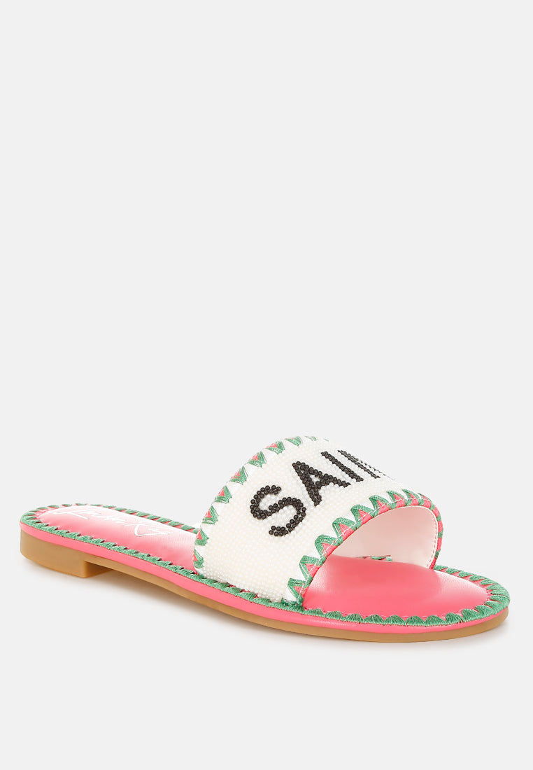 Getaway Beaded Saint Tropez Flat Slip Ons-1