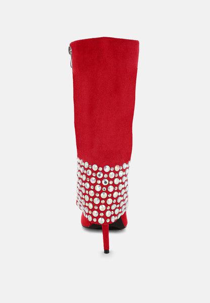 BASSO Party Diamante Studded Stiletto Boots-3