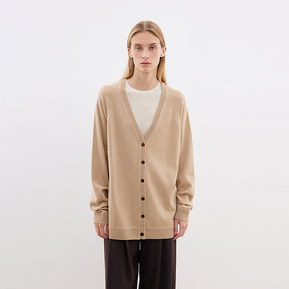 Australian merino wool loose V-neck wool knitted cardigan-6