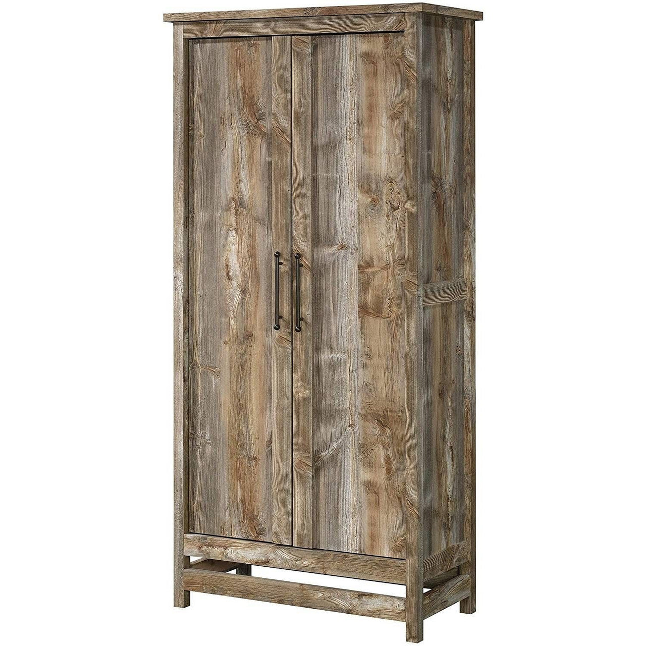 Farmhouse Storage Cabinet Wardrobe Armoire in Rustic Wood Finish-0