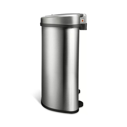 Dual Stainless Steel 18-Gallon Trash Can Recycle Bin with Motion Sensor Lid-0