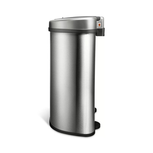 Dual Stainless Steel 18-Gallon Trash Can Recycle Bin with Motion Sensor Lid-0