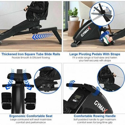 Foldable Magnetic Quiet Operated Fitness Rowing Machine with 10 Level Adjustable Resistance-1