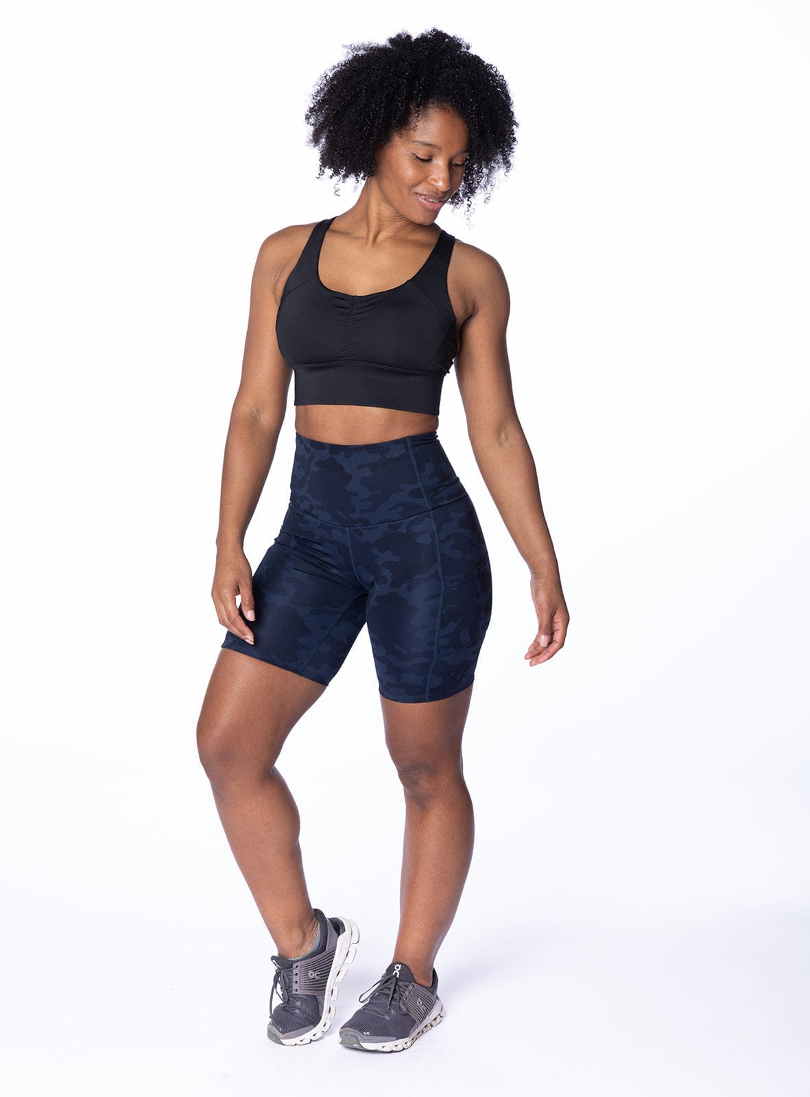 Hi Five High-Waisted Biker Short – Looker (Navy Camo)-5