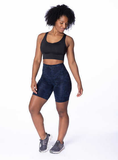 Hi Five High-Waisted Biker Short – Looker (Navy Camo)-5