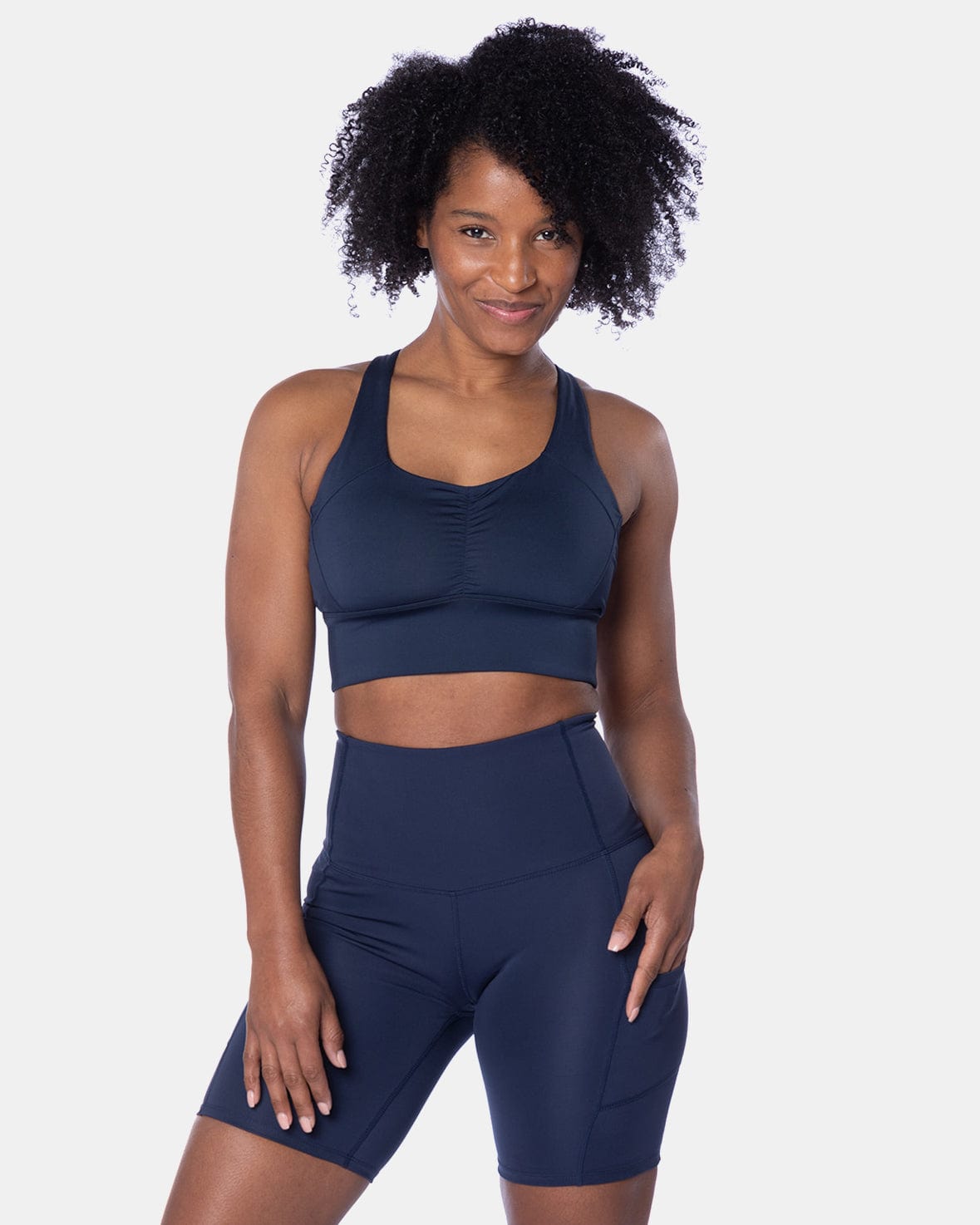 Hi Five High-Waisted Biker Short – Night Swim Navy-1