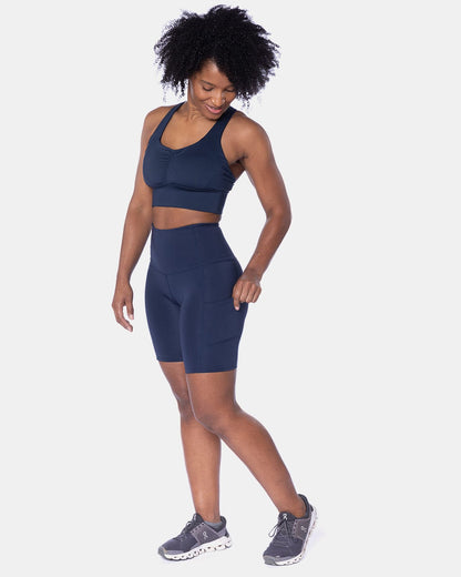 Hi Five High-Waisted Biker Short – Night Swim Navy-3