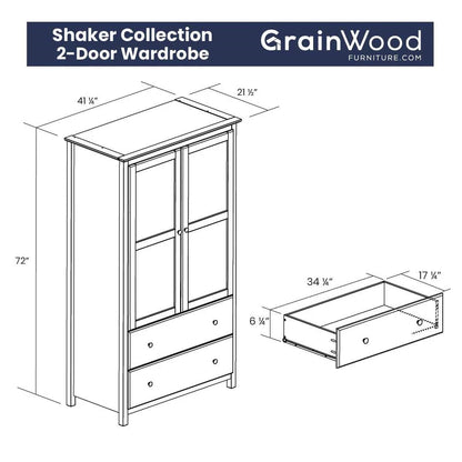 Brown Espresso Solid Wood Bedroom Armoire Wardrobe Cabinet with Hanging Bar-4