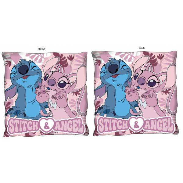 Disney Stitch and Angel pillow, decorative pillow - double-sided pattern - 40 x 40 cm-0