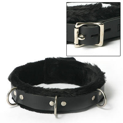 Strict Leather Narrow Fur Lined Locking Collar-0