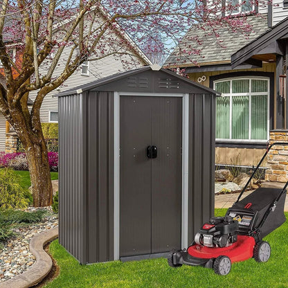 5 x 3 ft. Outdoor Grey Metal Garden Storage Shed-1
