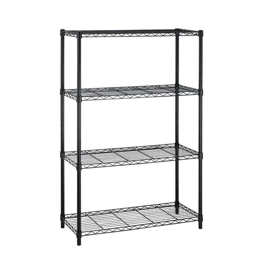 Heavy Duty 4-Shelf Metal Shelving Unit in Black Steel Finish-0