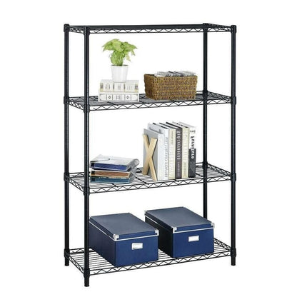 Heavy Duty 4-Shelf Metal Shelving Unit in Black Steel Finish-1