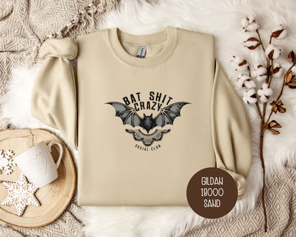 Bat Shit Crazy Social Club Retro Halloween Sweatshirt-3