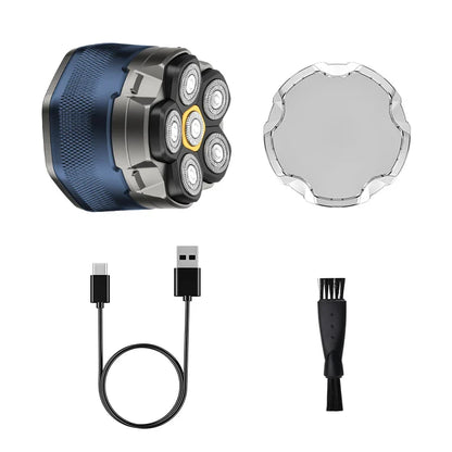 6D Electric Head And Face Shaver Rechargeable Cordless for Men Blue-0