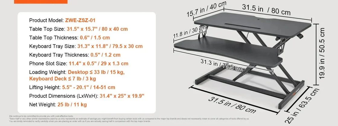 NNEOBA X-Frame Double-Layer Standing Desk Converter - Height Adjustable Sit-to-Stand Desk-5