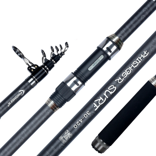 5.3m Telescopic Surf Spinning Rod 30T Carbon Fiber Black-0