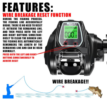 Large Electronic Baitcasting Reel Digital Display Right Hand Black-3