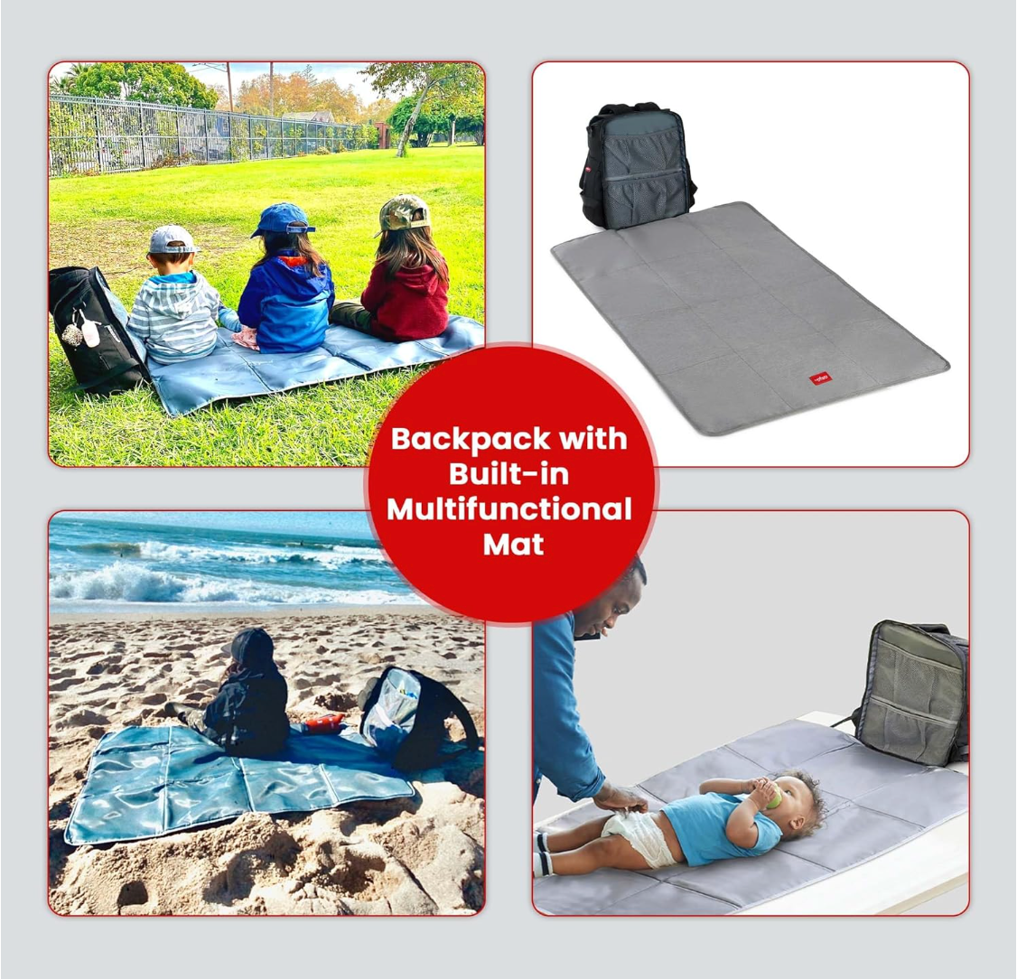 GillyGro Basic | 5-in-1 Parent Backpack with Inbuilt Booster & 5 Insulated Pockets-3