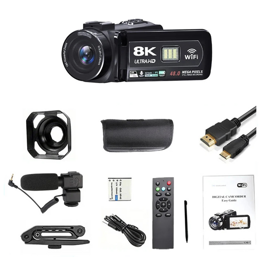8K Digital Video Camera 64GB Card Included Black-0