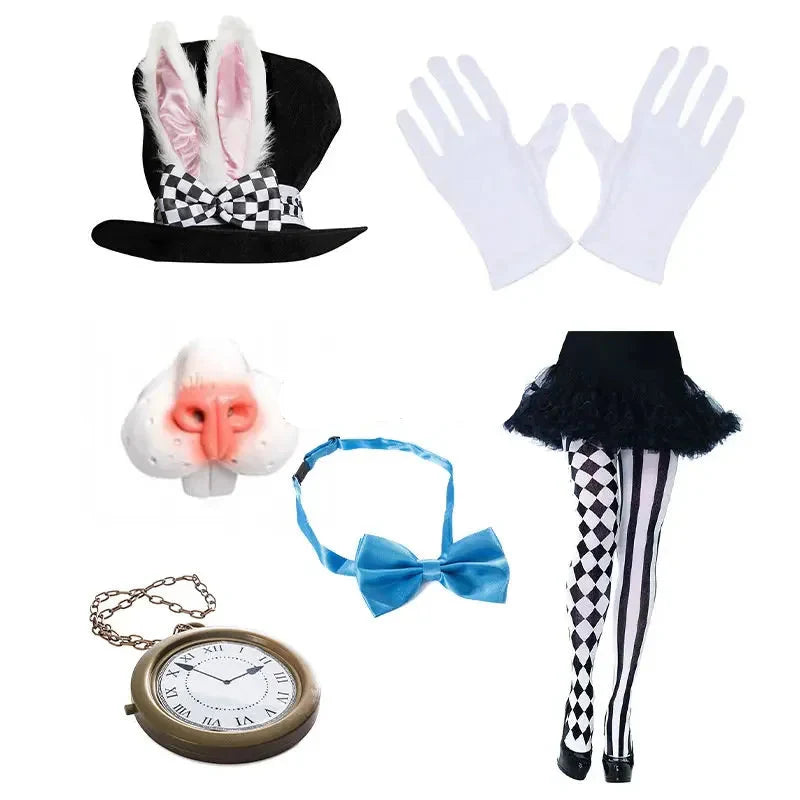 NNEOBA White Rabbit Hat Cosplay Set Easter Halloween-1