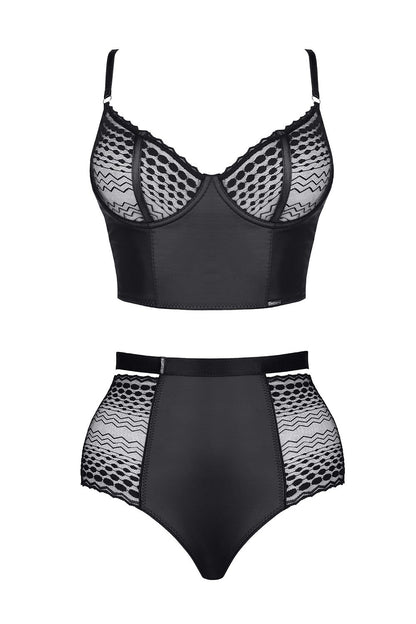 Sheer Lace Longline Bra & High Waist Briefs Demoniq Yessenia-3
