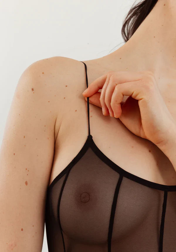 Sheer Mesh High Leg Bodysuit Blush Vine-2
