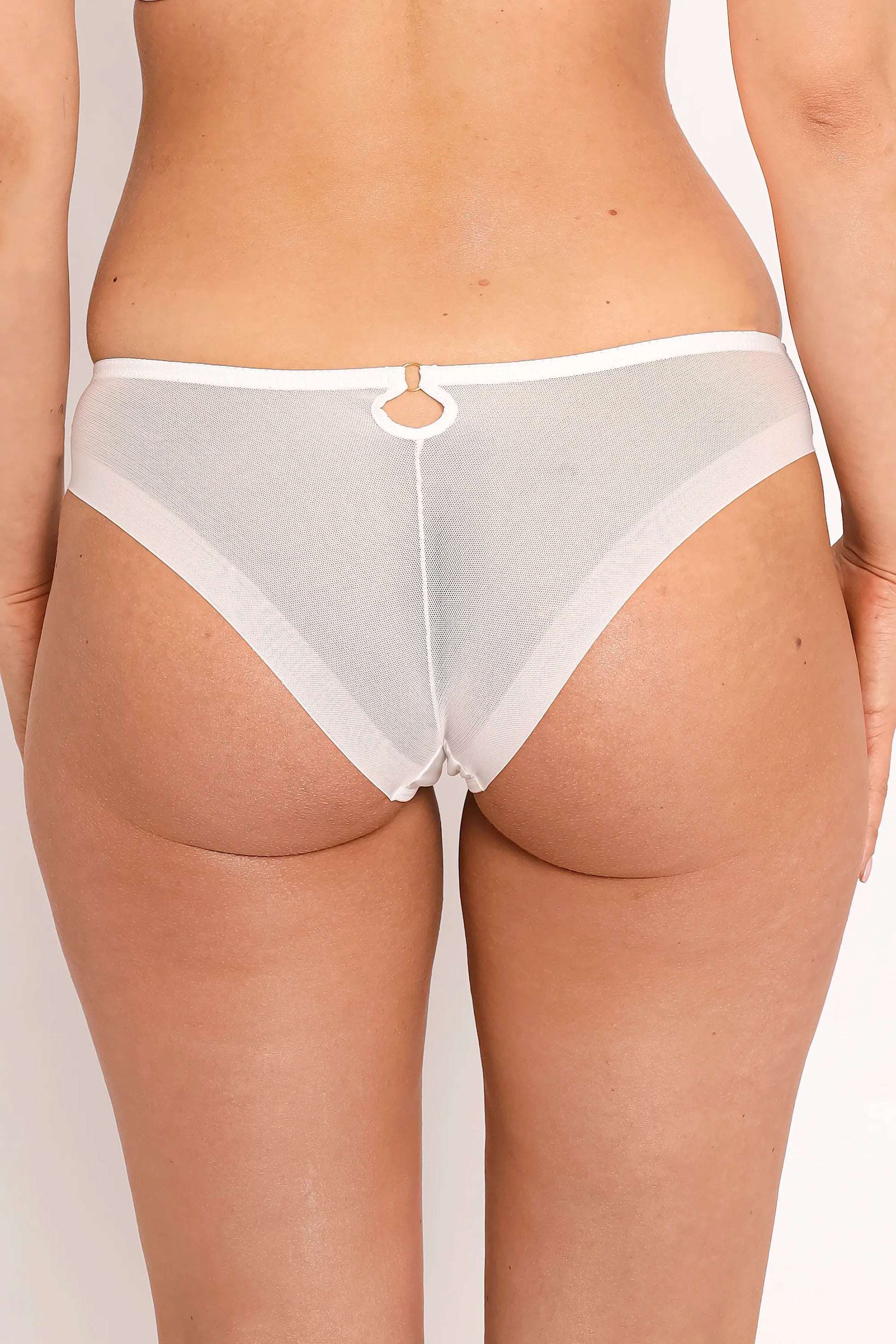 Sheer Mesh Tulle Embroidered Tanga Panty Perla Ivory-1