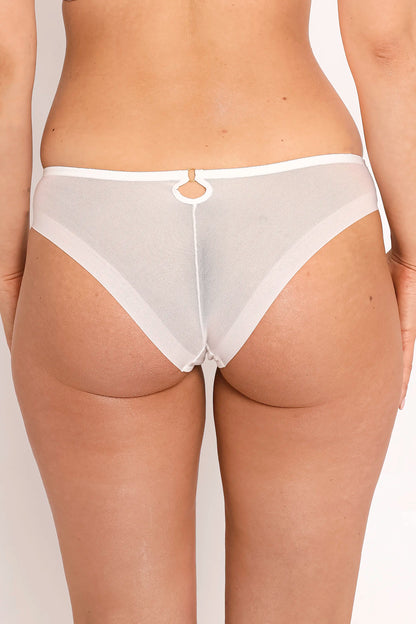 Sheer Mesh Tulle Embroidered Tanga Panty Perla Ivory-1
