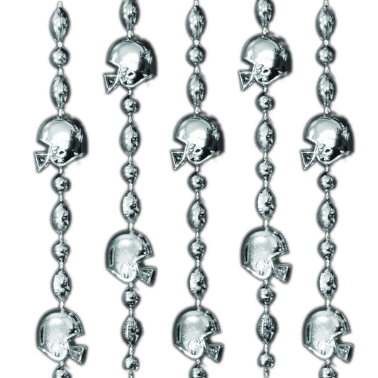 Football Helmet Bead Necklaces Silver Pack of 12-0