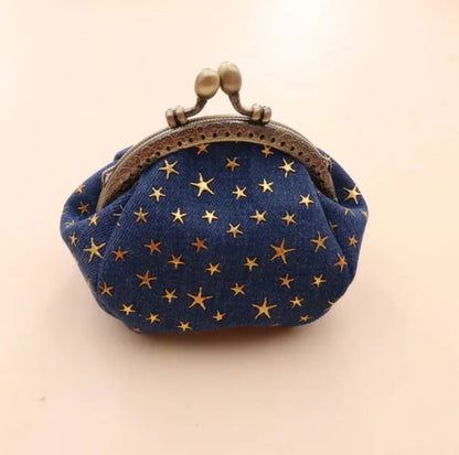 Vintage Denim Handmade Women's Coin Purse with Hasp Closure